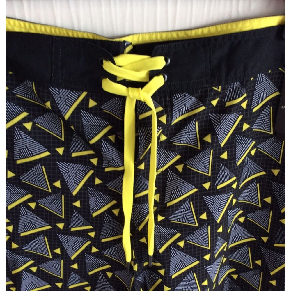 Stylish Black and Yellow Men's Swim Board Shorts